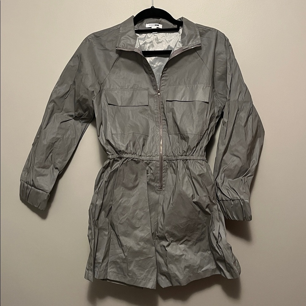 Fashion Nova Metallic Zip-Up Jumpsuit